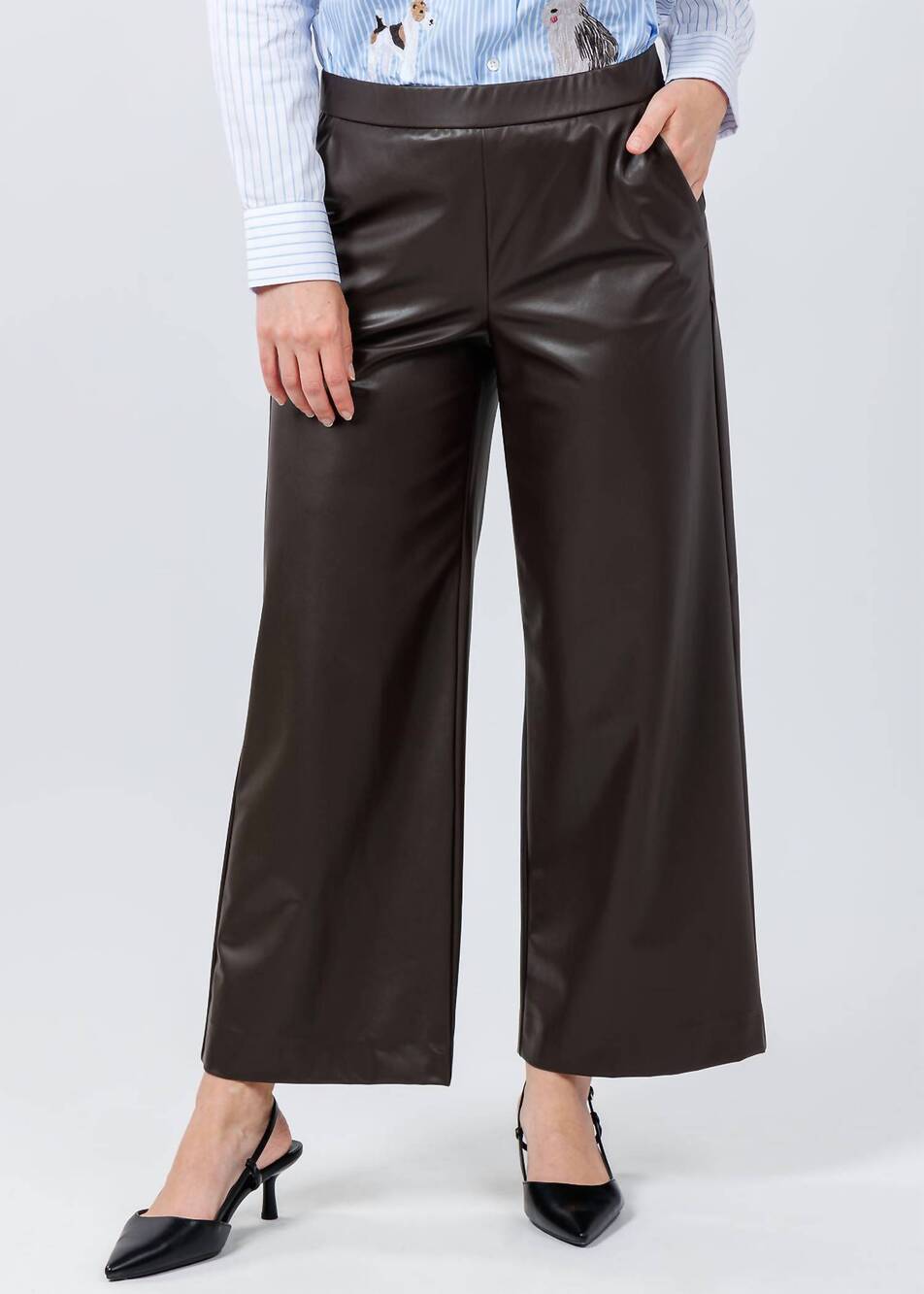 NEW RAFFAELLO ROSSI palina 6/8 vegan leather culotte pants in tabak